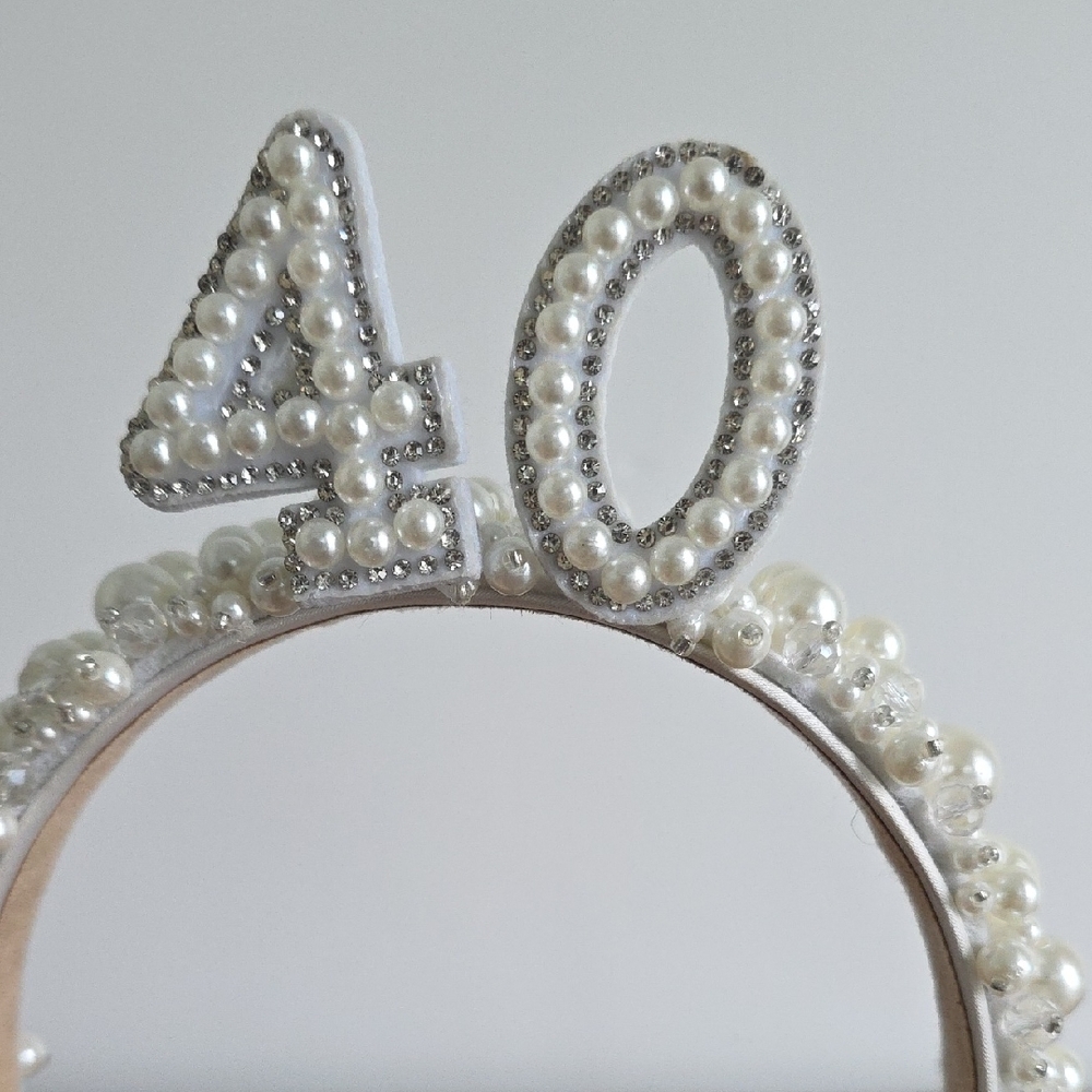 Pearl Embellished 40th Celebration Headband